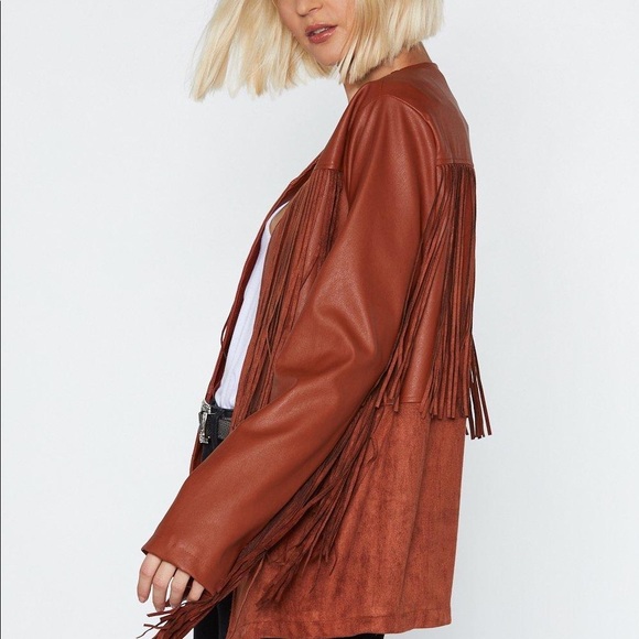 fringe faux leather jacket - Picture 2 of 3